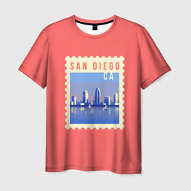 Мужская футболка 3D с принтом Сан Диего в Санкт-Петербурге, 100% полиэфир | прямой крой, круглый вырез горловины, длина до линии бедер | california | san diego | америка | калифорния | сан диего | сша