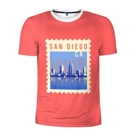 Мужская футболка 3D спортивная с принтом Сан Диего в Санкт-Петербурге, 100% полиэстер с улучшенными характеристиками | приталенный силуэт, круглая горловина, широкие плечи, сужается к линии бедра | california | san diego | америка | калифорния | сан диего | сша