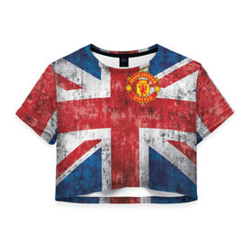 Женская футболка 3D укороченная с принтом Красные дьяволы в Санкт-Петербурге, 100% полиэстер | круглая горловина, длина футболки до линии талии, рукава с отворотами | 3d | british | manchester united | mu | new | англия | великобритания | игра | красные дьяволы | лондон | манчестер | манчестер юнайтед | мю | новые | популярные | прикольные | флаг британии | футбол