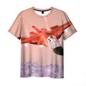 Мужская футболка 3D с принтом Су 34 абстракция в Санкт-Петербурге, 100% полиэфир | прямой крой, круглый вырез горловины, длина до линии бедер | самолет