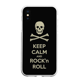 Чехол для iPhone XS Max матовый с принтом Keep Calm and ROCK в Санкт-Петербурге, Силикон | Область печати: задняя сторона чехла, без боковых панелей | Тематика изображения на принте: music | rock | rock and roll | музыка | рок