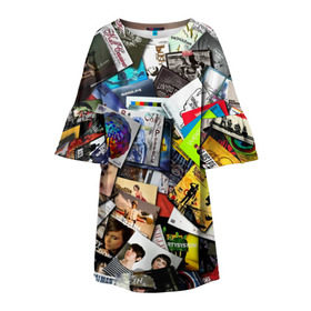 Детское платье 3D с принтом Albums в Санкт-Петербурге, 100% полиэстер | прямой силуэт, чуть расширенный к низу. Круглая горловина, на рукавах — воланы | music | rock | rock and roll | музыка | рок