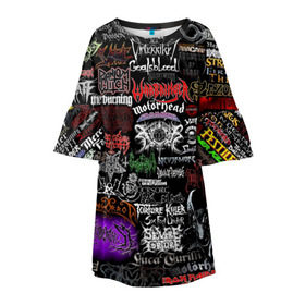 Детское платье 3D с принтом Hard Rock в Санкт-Петербурге, 100% полиэстер | прямой силуэт, чуть расширенный к низу. Круглая горловина, на рукавах — воланы | music | rock | rock and roll | музыка | рок