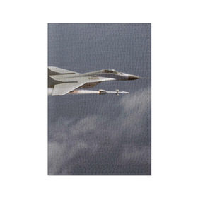 Обложка для паспорта матовая кожа с принтом Атака МиГ-29 в Санкт-Петербурге, натуральная матовая кожа | размер 19,3 х 13,7 см; прозрачные пластиковые крепления | самолет