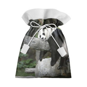Подарочный 3D мешок с принтом Большая уставшая панда в Санкт-Петербурге, 100% полиэстер | Размер: 29*39 см | бамбук | животное | медведь