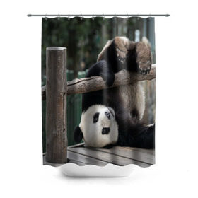 Штора 3D для ванной с принтом Паркур панда в Санкт-Петербурге, 100% полиэстер | плотность материала — 100 г/м2. Стандартный размер — 146 см х 180 см. По верхнему краю — пластиковые люверсы для креплений. В комплекте 10 пластиковых колец | бамбук | животное | медведь