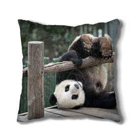 Подушка 3D с принтом Паркур панда в Санкт-Петербурге, наволочка – 100% полиэстер, наполнитель – холлофайбер (легкий наполнитель, не вызывает аллергию). | состоит из подушки и наволочки. Наволочка на молнии, легко снимается для стирки | бамбук | животное | медведь