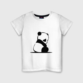 Детская футболка хлопок с принтом Грустный панда в Санкт-Петербурге, 100% хлопок | круглый вырез горловины, полуприлегающий силуэт, длина до линии бедер | бамбук | животное | медведь