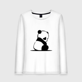 Женский лонгслив хлопок с принтом Грустный панда в Санкт-Петербурге, 100% хлопок |  | бамбук | животное | медведь