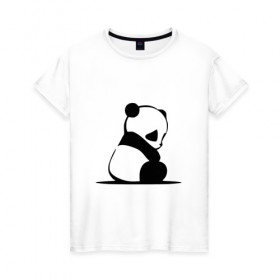 Женская футболка хлопок с принтом Грустный панда в Санкт-Петербурге, 100% хлопок | прямой крой, круглый вырез горловины, длина до линии бедер, слегка спущенное плечо | бамбук | животное | медведь
