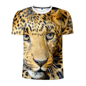 Мужская футболка 3D спортивная с принтом Леопард в Санкт-Петербурге, 100% полиэстер с улучшенными характеристиками | приталенный силуэт, круглая горловина, широкие плечи, сужается к линии бедра | властелин | глаз | грация | животные | зверь | кот | кошачий | кошки | крупный | леопард | лес | млекопитающее | природа | пятна | рыжий | усатый | усы | фауна | флора | хищник | хозяин | царь джунгли