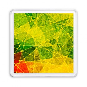 Магнит 55*55 с принтом Particles в Санкт-Петербурге, Пластик | Размер: 65*65 мм; Размер печати: 55*55 мм | Тематика изображения на принте: желтый | зеленый | потертый | треугольники | яркий