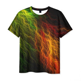 Мужская футболка 3D с принтом Цветные линии в Санкт-Петербурге, 100% полиэфир | прямой крой, круглый вырез горловины, длина до линии бедер | молния | пестрый | разноцветный