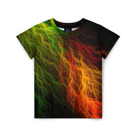 Детская футболка 3D с принтом Цветные линии в Санкт-Петербурге, 100% гипоаллергенный полиэфир | прямой крой, круглый вырез горловины, длина до линии бедер, чуть спущенное плечо, ткань немного тянется | молния | пестрый | разноцветный