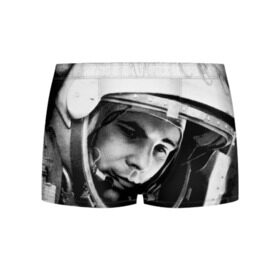 Мужские трусы 3D с принтом Юрий Гагарин в Санкт-Петербурге, 50% хлопок, 50% полиэстер | классическая посадка, на поясе мягкая тканевая резинка | первый космонавт