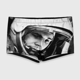 Мужские купальные плавки 3D с принтом Юрий Гагарин в Санкт-Петербурге, Полиэстер 85%, Спандекс 15% |  | первый космонавт