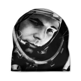 Шапка 3D с принтом Юрий Гагарин в Санкт-Петербурге, 100% полиэстер | универсальный размер, печать по всей поверхности изделия | первый космонавт