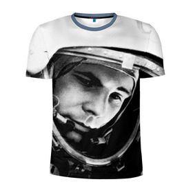 Мужская футболка 3D спортивная с принтом Юрий Гагарин в Санкт-Петербурге, 100% полиэстер с улучшенными характеристиками | приталенный силуэт, круглая горловина, широкие плечи, сужается к линии бедра | первый космонавт