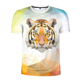 Мужская футболка 3D спортивная с принтом Тигр в Санкт-Петербурге, 100% полиэстер с улучшенными характеристиками | приталенный силуэт, круглая горловина, широкие плечи, сужается к линии бедра | большая кошка | дикие животные | животные | тигр