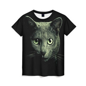 Женская футболка 3D с принтом Серый котик в Санкт-Петербурге, 100% полиэфир ( синтетическое хлопкоподобное полотно) | прямой крой, круглый вырез горловины, длина до линии бедер | 