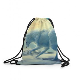 Рюкзак-мешок 3D с принтом Белый волк в Санкт-Петербурге, 100% полиэстер | плотность ткани — 200 г/м2, размер — 35 х 45 см; лямки — толстые шнурки, застежка на шнуровке, без карманов и подкладки | 