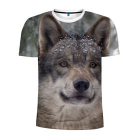 Мужская футболка 3D спортивная с принтом Серый волк в Санкт-Петербурге, 100% полиэстер с улучшенными характеристиками | приталенный силуэт, круглая горловина, широкие плечи, сужается к линии бедра | бирюк | волк | волчара | волчица | волчок | глаза | животное | животные | зверь | зеленые | койот | лес | млекопитающее | природа | санитар леса | серый | уши | фауна | хищник | черный | шакал