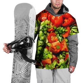 Накидка на куртку 3D с принтом Салатик в Санкт-Петербурге, 100% полиэстер |  | зеленый | красный | нарезка | овощи | яркий