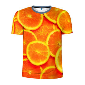 Мужская футболка 3D спортивная с принтом Сочные апельсины в Санкт-Петербурге, 100% полиэстер с улучшенными характеристиками | приталенный силуэт, круглая горловина, широкие плечи, сужается к линии бедра | апельсин | летние | сочные | цитрус | яркие