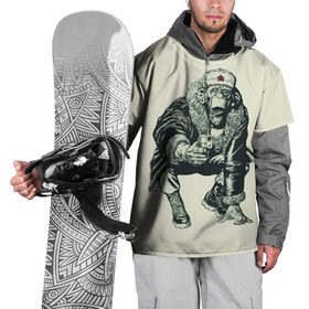 Накидка на куртку 3D с принтом Обезьяна с пистолетом в Санкт-Петербурге, 100% полиэстер |  | звезда | пистолет | шапка | шимпанзе