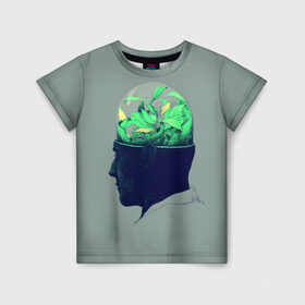 Детская футболка 3D с принтом Голова горшок в Санкт-Петербурге, 100% гипоаллергенный полиэфир | прямой крой, круглый вырез горловины, длина до линии бедер, чуть спущенное плечо, ткань немного тянется | голова | горшок | колба | стекло | цветок | человек