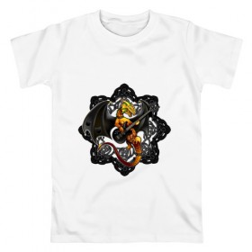 Мужская футболка хлопок с принтом Дракон в Санкт-Петербурге, 100% хлопок | прямой крой, круглый вырез горловины, длина до линии бедер, слегка спущенное плечо. | гитара | дракон | музыка | рок