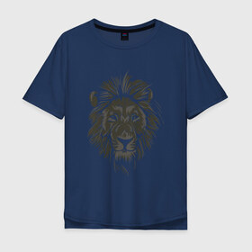 Мужская футболка хлопок Oversize с принтом Лев в Санкт-Петербурге, 100% хлопок | свободный крой, круглый ворот, “спинка” длиннее передней части | король | лев