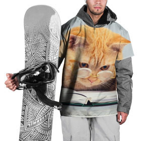 Накидка на куртку 3D с принтом Кот ученый в Санкт-Петербурге, 100% полиэстер |  | грустный | добрый | животное | киса | киска | кот | котенок | котэ | кошка | красивый | лапа | лапка | ласковый | милый | очки | прикольный | рыжий | смешной | унылый | усатый | шерсть