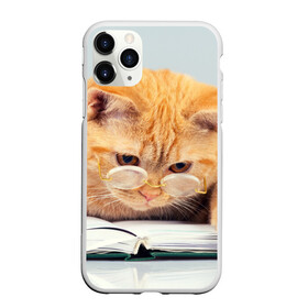 Чехол для iPhone 11 Pro матовый с принтом Кот ученый в Санкт-Петербурге, Силикон |  | Тематика изображения на принте: грустный | добрый | животное | киса | киска | кот | котенок | котэ | кошка | красивый | лапа | лапка | ласковый | милый | очки | прикольный | рыжий | смешной | унылый | усатый | шерсть