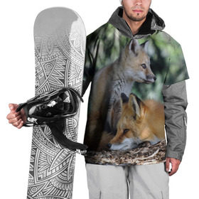 Накидка на куртку 3D с принтом Лиса и лесенок в Санкт-Петербурге, 100% полиэстер |  | Тематика изображения на принте: fox | животное | зверь | красивая | лес | лис | лиса | лисенок | лисица | лисичка | мех | патрикеевна | песец | плутовка | прикольная | природа | рыжая | рыжий цвет | сказка | хвост | хитрая | хищник