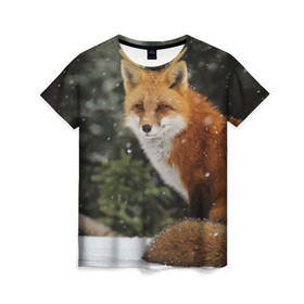 Женская футболка 3D с принтом Лиса в Санкт-Петербурге, 100% полиэфир ( синтетическое хлопкоподобное полотно) | прямой крой, круглый вырез горловины, длина до линии бедер | fox | животное | зверь | красивая | лес | лис | лиса | лисенок | лисица | лисичка | мех | патрикеевна | песец | плутовка | прикольная | природа | рыжая | рыжий цвет | сказка | хвост | хитрая | хищник