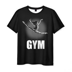 Мужская футболка 3D с принтом Gym в Санкт-Петербурге, 100% полиэфир | прямой крой, круглый вырез горловины, длина до линии бедер | girl | jump | sport | sportswoman | гимнастика | девушка | прыжок | спорт | спортсменка | фитнес
