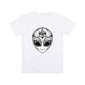 Детская футболка хлопок с принтом Инопланетянин в Санкт-Петербурге, 100% хлопок | круглый вырез горловины, полуприлегающий силуэт, длина до линии бедер | 