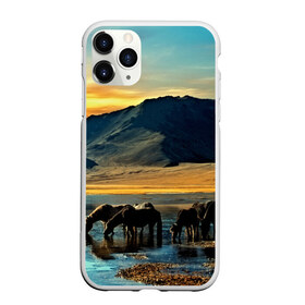 Чехол для iPhone 11 Pro матовый с принтом Лошади в Санкт-Петербурге, Силикон |  | 3d | берег | вода | горы | животное | закат | лошади | небо | прикольные | природа | река | солнце | яркие