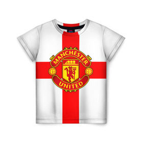 Детская футболка 3D с принтом Manchester united в Санкт-Петербурге, 100% гипоаллергенный полиэфир | прямой крой, круглый вырез горловины, длина до линии бедер, чуть спущенное плечо, ткань немного тянется | 3д | fc | manchester united | mu | англия | британия | игра | канониры | красные дьяволы | лондон | манчестер | мю | флаг | флаг британии | футбол | эмблема