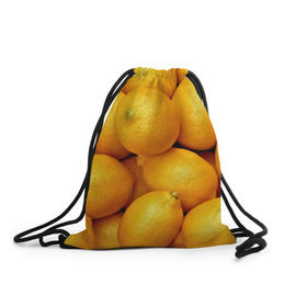 Рюкзак-мешок 3D с принтом Лимончики в Санкт-Петербурге, 100% полиэстер | плотность ткани — 200 г/м2, размер — 35 х 45 см; лямки — толстые шнурки, застежка на шнуровке, без карманов и подкладки | 3d | витамин | еда | желтый | лето | лимон | много | пища | прикольные | сочные | фрукты | цитрус | яркие