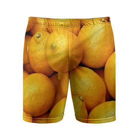Мужские шорты 3D спортивные с принтом Лимончики в Санкт-Петербурге,  |  | 3d | витамин | еда | желтый | лето | лимон | много | пища | прикольные | сочные | фрукты | цитрус | яркие