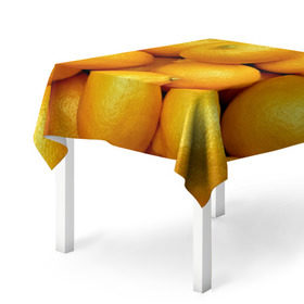 Скатерть 3D с принтом Лимончики в Санкт-Петербурге, 100% полиэстер (ткань не мнется и не растягивается) | Размер: 150*150 см | 3d | витамин | еда | желтый | лето | лимон | много | пища | прикольные | сочные | фрукты | цитрус | яркие