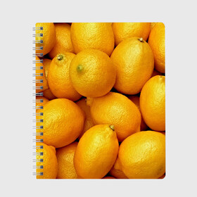 Тетрадь с принтом Лимончики в Санкт-Петербурге, 100% бумага | 48 листов, плотность листов — 60 г/м2, плотность картонной обложки — 250 г/м2. Листы скреплены сбоку удобной пружинной спиралью. Уголки страниц и обложки скругленные. Цвет линий — светло-серый
 | 3d | витамин | еда | желтый | лето | лимон | много | пища | прикольные | сочные | фрукты | цитрус | яркие