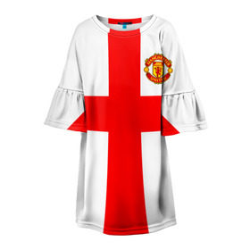 Детское платье 3D с принтом Manchester united в Санкт-Петербурге, 100% полиэстер | прямой силуэт, чуть расширенный к низу. Круглая горловина, на рукавах — воланы | 3d | 3д | fc | manchester united | mu | англия | британия | игра | канониры | красные дьяволы | лондон | манчестер | мю | флаг | флаг британии | футбол | эмблема