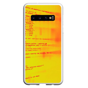 Чехол для Samsung Galaxy S10 с принтом Компьютерный код в Санкт-Петербурге, Силикон | Область печати: задняя сторона чехла, без боковых панелей | Тематика изображения на принте: желтый | кибер | код | оранжевый | прога
