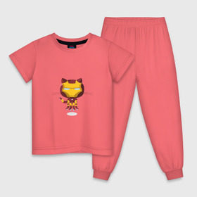 Детская пижама хлопок с принтом ironcat в Санкт-Петербурге, 100% хлопок |  брюки и футболка прямого кроя, без карманов, на брюках мягкая резинка на поясе и по низу штанин
 | Тематика изображения на принте: cat | github | ironcat | ironman