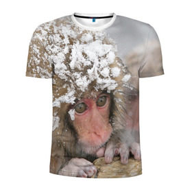 Мужская футболка 3D спортивная с принтом Обезьянка и зима в Санкт-Петербурге, 100% полиэстер с улучшенными характеристиками | приталенный силуэт, круглая горловина, широкие плечи, сужается к линии бедра | бабуин | гамадрил | гиббон | горилла | гуманоид | дарвин | животное | зоопарк | кинг конг | мартышка | маугли | обезьяна | орангутанг | предок | примат | рожа | хомо сапиенс | шимпанзе