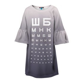 Детское платье 3D с принтом Проверка зрения в Санкт-Петербурге, 100% полиэстер | прямой силуэт, чуть расширенный к низу. Круглая горловина, на рукавах — воланы | fashion | moda | trend | мода | офтальмолог | сивцев | таблица | таблица для проверки зрения | таблица окулиста | таблица с буквами | таблица сивцева