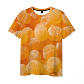 Мужская футболка 3D с принтом Апельсиновый мармелад в Санкт-Петербурге, 100% полиэфир | прямой крой, круглый вырез горловины, длина до линии бедер | 
